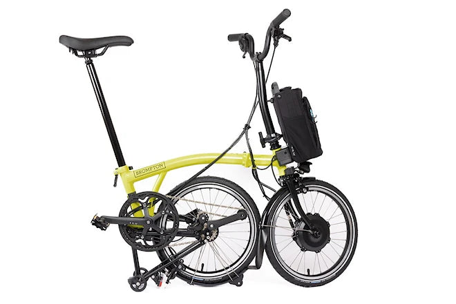 Brompton C-Line Electric Urban – 4 Speed (Black Matt, Mid Handlebar, Mudguards, B+M AVY Integrated Lights on Brompton Electric, Extended seat post, Brakes REV Orientation)