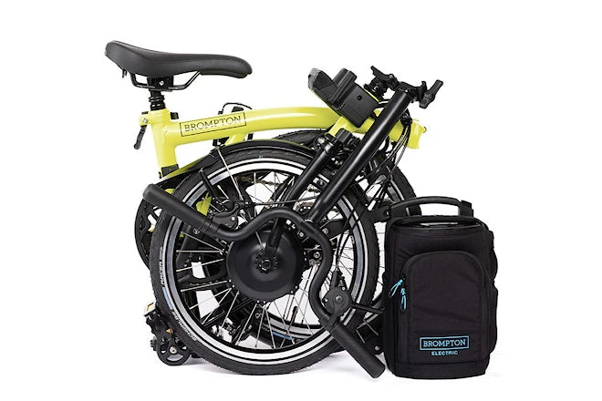 Brompton C-Line Electric Urban – 4 Speed (Black Matt, Mid Handlebar, Mudguards and Rack, B+M AVY Integrated Lights on Brompton Electric)