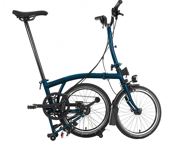 Brompton C-Line M6R Ocean Blue (Explore 6-speed - Medium Handlebar - Mudguard and Rack - Dynamo Lights - Marathon)