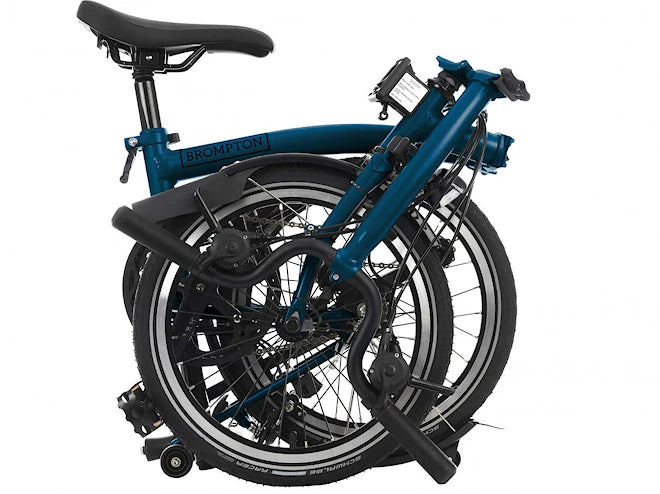 Brompton C-Line M6R Ocean Blue (Explore 6-speed - Medium Handlebar - Mudguard and Rack - Dynamo Lights - Marathon)