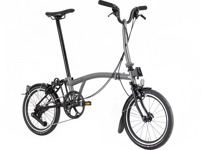 Brompton P-Line M4L Storm Grey (Urban 4-speed - Mid Handlebar - Mudguard - Reflectors Only - Continental Contact Tires)