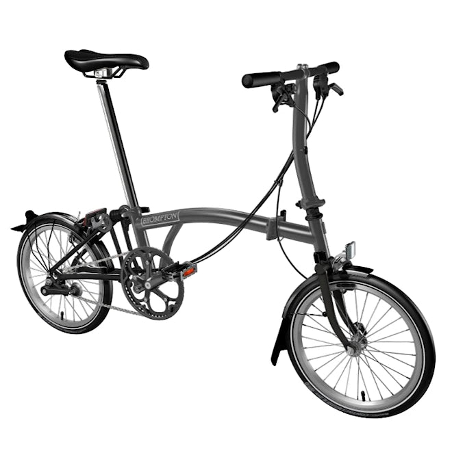 TESTBIKE Velofixer - Brompton P-Line S4L Midnight Black Metallic (Urban 4-speed - Low Handlebar - Mudguard - Continental Contact Urban Tires)