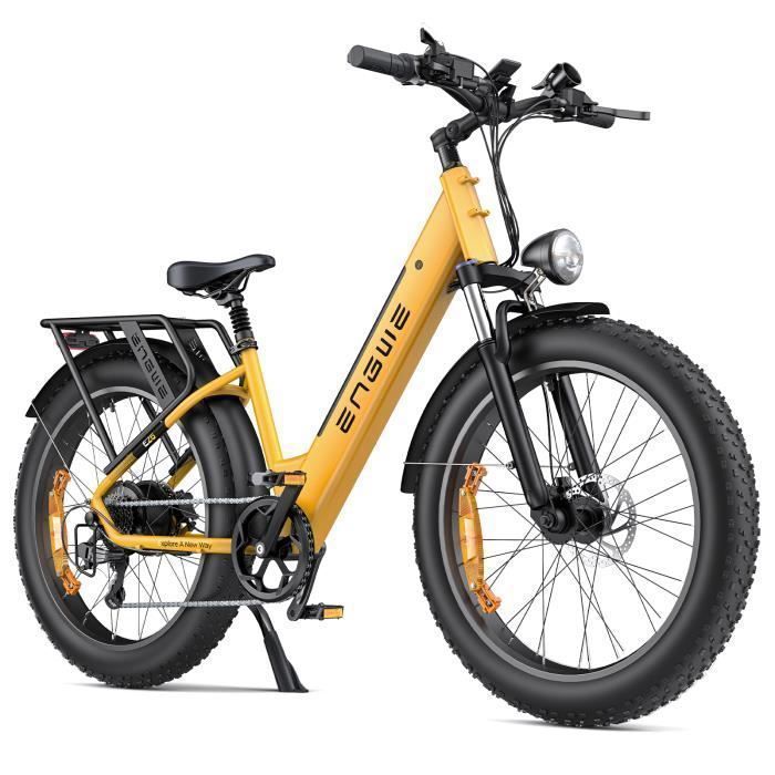Bicicletta elettrica ENGWE E26 ST Autonomia 140km Motore 250W Batteria 48V16Ah Ammortizzatore anteriore Pneumatici da neve 26 pollici VTC Fat bike Giallo