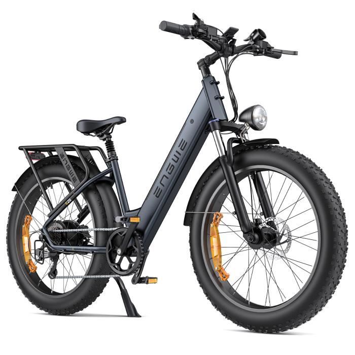 ENGWE E26 ST bicicletta elettrica 140 km di autonomia Motore da 250W Batteria da 48V16Ah Ammortizzatore anteriore Pneumatici da neve da 26 pollici VTC Fat bike Nero