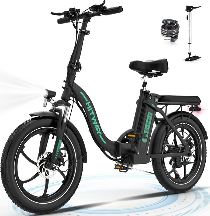 HITWAY 20” MTB Bicicletta elettrica - Batteria 36V - 11.2Ah - Motore 250W - 7 velocità - Nero