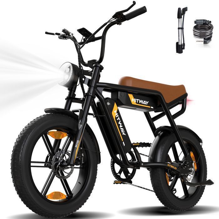 Bici Elettrica HITWAY 20” *4,0 Grandi Pneumatici, MTB Elettrica E-Bike con 48V/13Ah*2 Batterie Rimovibili, 7 Velocità 250W Schermo LCD