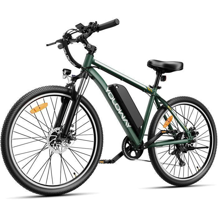 YOLOWAY Bicicletta elettrica 27,5” Verde- Motore 519W -Batteria Amovibile 36V 12,5Ah-Shimano 7 Vitesse-Mountain bike elettrica- Autonomia 90km